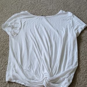 Basic white t-shirt tied in front